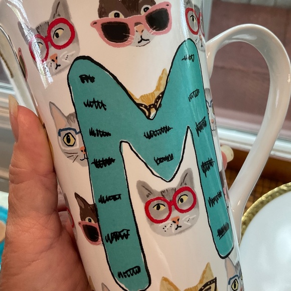 “Hipster Cats” Large  Porcelain Monogrammed “M” Coffee Mug by Coventry - Picture 6 of 7